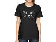 Cat Face Top Halloween Tee Cute Short sleeve Shirt For Scary Night