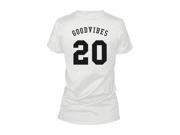 Good Vibes 20 Back Print Women s T Shirt Trendy Typographic White Tee Funny Shirt Women LARGE