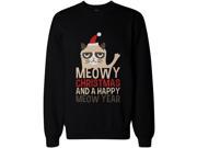 Meowy Christmas Happy Meow Year Cute Grumpy Cat Unisex Graphic Sweatshirt