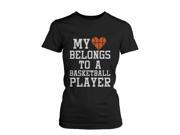 Women s Funny Statement Black T Shirt My Heart Belong to A Basketball Player Funny Shirt WOMEN XLARGE