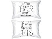 His and Hers Romantic 300 Thread Count Egyptian Cotton Matching Pillowcases Stealing Hearts Pillow Covers for Couples