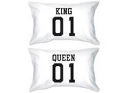 King 01 Queen 01 Couple Pillowcase Set Matching Egyptian Cotton Standard Size 20 x31 Pillow Covers