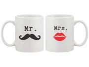 Mr Mustache and Mrs Lips Couple Mugs His and Hers Matching Coffee Mug Cup Set Perfect Valentines Day Gift for Couple