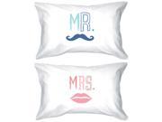Mr and Mrs 300 Thread Count Standard Size 21 x 30 Matching Couple Pillowcases