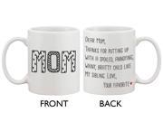 Cute Ceramic Coffee Mug for Mom Dear Mom From Your Favorite 11oz Mug Cup