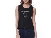 Im Thinking Black Work Out Crop Top Fitness Sleeveless Muscle Shirt