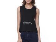 Workout Buddy Black Work Out Crop Top Fitness Sleeveless Muscle Tee