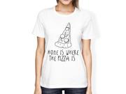 Home Where Pizza Is Girls White Tops Funny Graphic T shirt