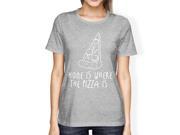 Home Where Pizza Is Woman s Heather Grey Top Funny Graphic T shirt