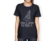 Home Where Pizza Is Ladies Navy Shirt Funny Graphic T shirt