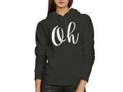 Oh Calligraphy Typography Charcoal Gray Hoodie Pullover Fleece