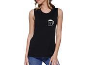 Coffee For Life Womens Black Muscle Top Cute Graphic Coffee Lovers