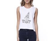 Home Where Pizza Womens White Sleeveless Crop Top For Pizza Lover