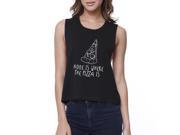 Home Where Pizza Womens Black Sleeveless Crop Shirt For Pizza Lover