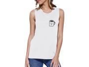 Coffee For Life Womens White Muscle Top Cute Graphic Coffee Lovers