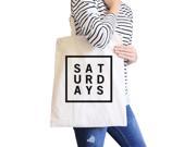 Saturdays Natural Canvas Bag Trendy Typography Tote Bag Gift Ideas