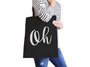 Oh Black Canvas Bag Cute Calligraphy Eco Bag Gift For Students
