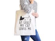 At Least My Cat Loves Me Natural Eco Bag Cute Cat Design Cat Lovers
