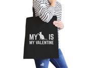 My Cat Is My Valentine Black Canvas Bag Gift Ideas For Cat Lovers