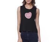 365 Printing Meh Women s Black Crop Shirt Cute Pink Heart Lovely Design Gifts For Her