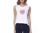 365 Printing Meh Women s White Crop Shirt Cute Pink Heart Lovely Gifts For Her