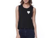 365 Printing Melting Heart Womens Black Crop Shirt Pocket Size Print Cute Design