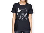 At Least My Cat Loves Womens Navy T shirt Cat Graphic Shirt For Her