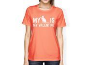 My Cat My Valentine Womens Peach T shirt Cute Cat Print Shirt V Day