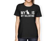 My Cat My Valentine Womens Black T shirt Cute Graphic For Cat Lover