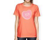 Meh Womens Peach T shirt Lovely Heart Fun Gift Idea For Best Friend