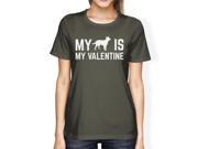 My Dog My Is Valentine Women s Dark Grey T shirt Crew Neck T Shirt