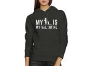 My Cat My Valentine Unisex Grey Hoodie Funny Graphic For Cat Lover