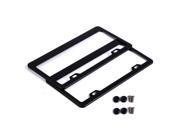 Maxon 2 Pcs Stainless Steel Metal License Plate Frames Tag Cover Screw Caps Black