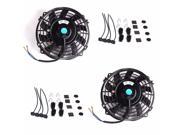 Maxon 2 X 7 Black Slim Fan Push Pull Electric Radiator Cooling 12V Universal Kit