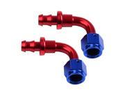 Maxon 2pcs AN10 10 AN 90 Degree Push Lock Hose End Fitting Adaptor Oil Fuel Line Male Fitting Red Blue