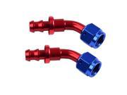 Maxon 2pcs AN12 12 AN 45 Degree Push Lock Hose End Fitting Adaptor Oil Fuel Line Male Fitting Red Blue