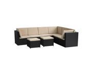 Maxon 8 Piece Patio PE Rattan All Weather Wicker Sofa Outdoor Sectional Furniture Set Black