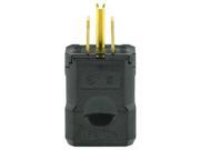 Leviton 5256 VB 15 Amp 125 Volt Industrial Grade Plug Straight Blade Grounding Python Black