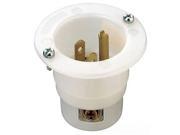 Leviton 5278 C 15 Amp 125 Volt Flanged Inlet Receptacle Straight Blade Industrial Grade Grounding White