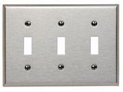 Leviton 84011 3 Gang Toggle Device Switch Wallplate Standard Size Device Mount Stainless Steel