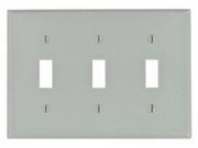 Leviton 87011 3 Gang Toggle Device Switch Wallplate Standard Size Thermoset Device Mount Gray