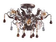 Elk Lighting Cristallo Fiore 3 Light Semi Flush Deep Rust 7044 3