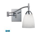 Celina 1 Light Swingarm Sconce In Polished Chrome And Simple Whit Glass LED Offering Up To 800 Lumens 60 Watt Equivalent With Full Range Dimming. Includes A