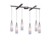 Elk Lighting Lungo 6 Light Pendant Satin Nickel and Snow White Glass 501 6SW