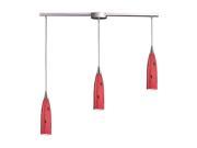 Elk Lighting Lungo 3 Light Pendant Satin Nickel and Fire Red Glass 501 3L FR