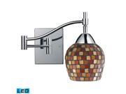 Celina 1 Light Swingarm Sconce In Polished Chrom And Multi Fusion Glass LED Offering Up To 800 Lumens 60 Watt Equivalent With Full Range Dimming. Includes A