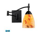 Celina 1 Light Swingarm Sconce In Dark Rust And Yellow Glass LED Offering Up To 800 Lumens 60 Watt Equivalent With Full Range Dimming. Includes An Easily Re