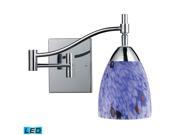 Celina 1 Light Swingarm Sconce In Polished Chrome And Starburst Blue Glass LED Offering Up To 800 Lumens 60 Watt Equivalent With Full Range Dimming. Include