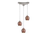 Elk Lighting Fusion 3 Light Pendant Satin Nickel Multi Mosaic Glass 528 3MLT