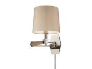 Jorgenson 1 Light Swingarm Sconce In Taupe Wood And Polished Nickel